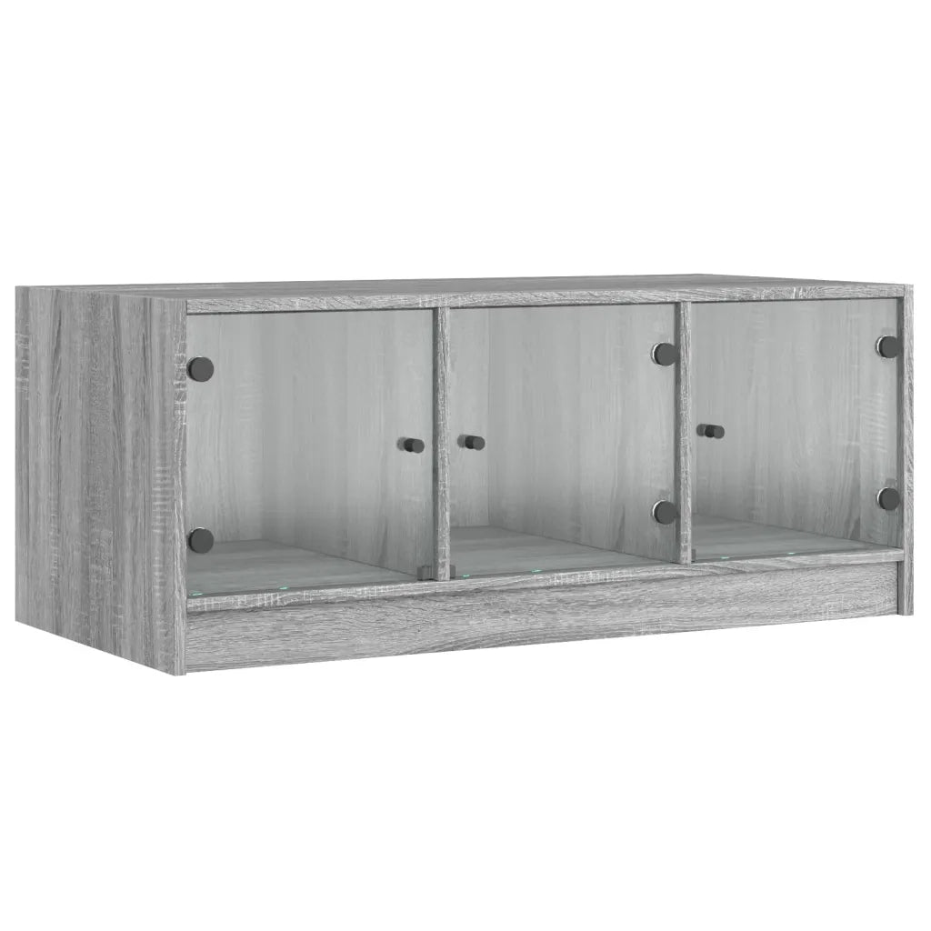 Tavolino da Salotto con Ante in Vetro Grigio Sonoma 102x50x42cmcod mxl 87134