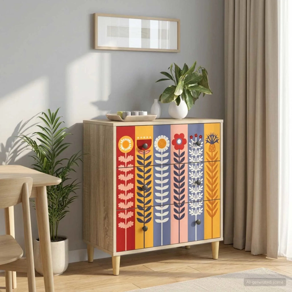 Cassettiera ESSEN Stampa di girasoli 66 x 36,5 x 75 cm Sonoma 8007362