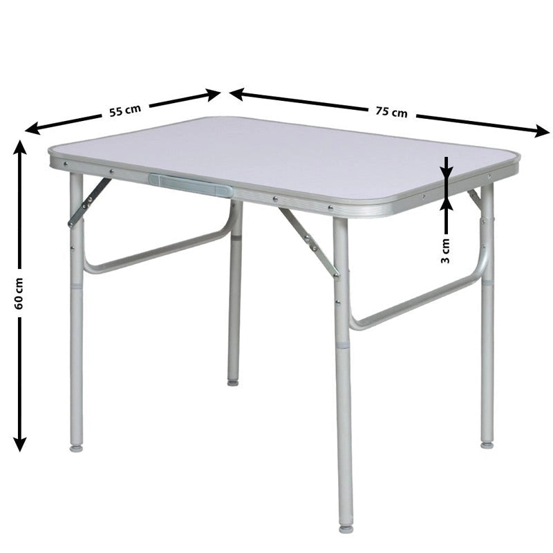Tavolino Pieghevole con Struttura in Alluminio 75x55x60 Ideale per Campeggio