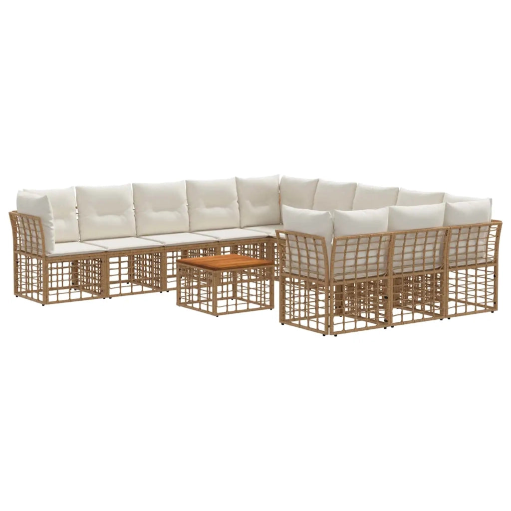 Set di divani da esterno 12 pcs Naturale e Bianco Crema