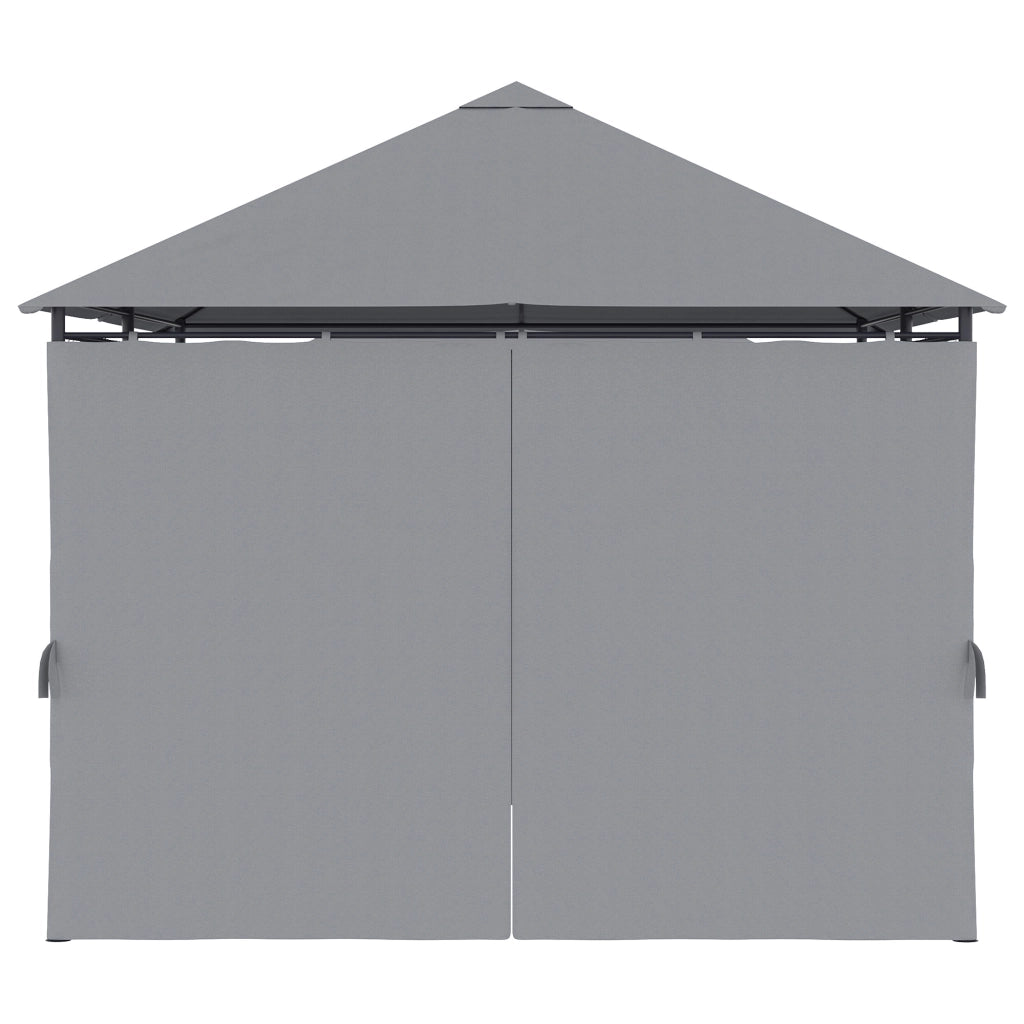 Gazebo 3x4 m con 6 Pareti Rimovibili 8 Fori di Drenaggio e 12 Picchetti in Acciaio e Poliestere Grigio e Nero