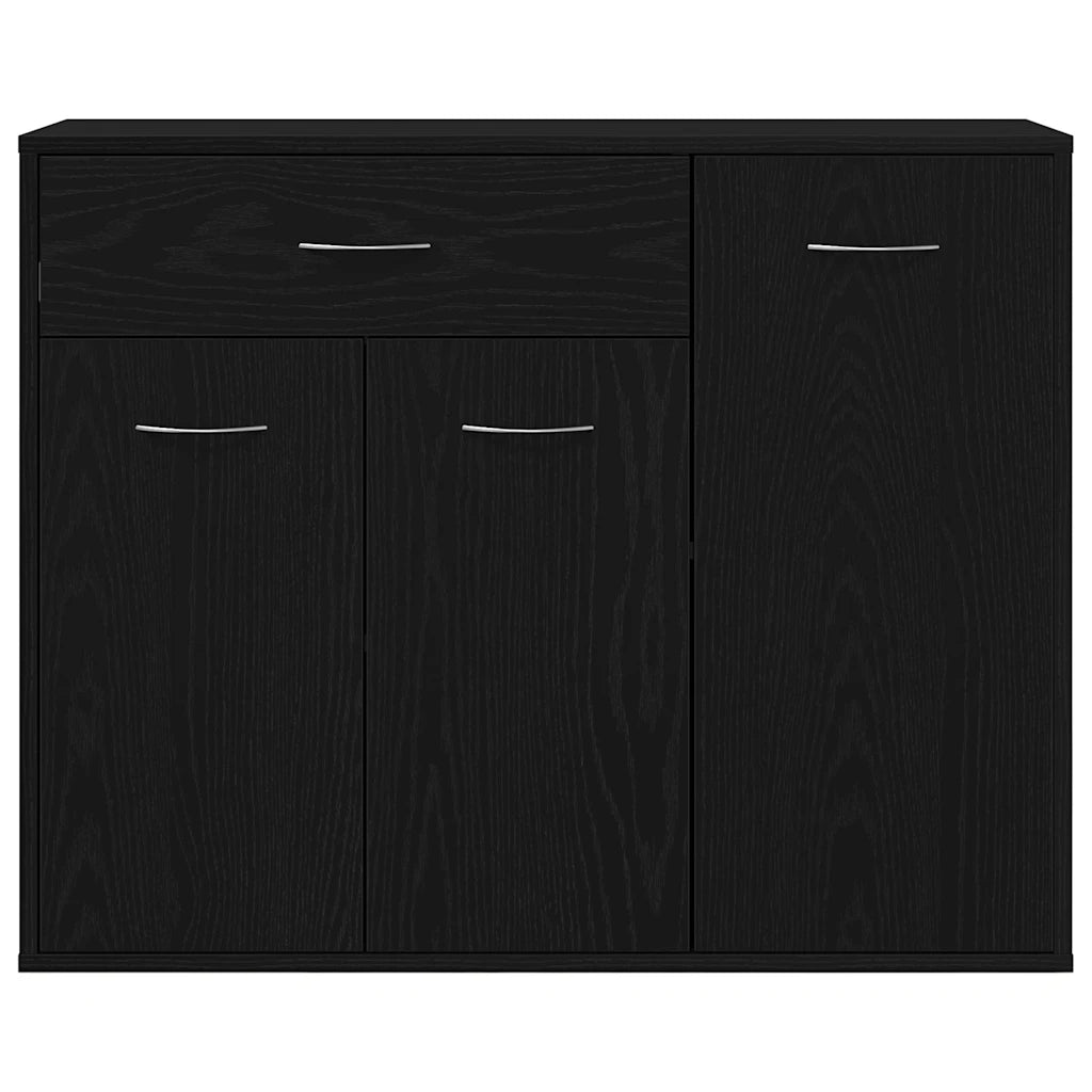 Credenza Rovere Nero 88x30x70 cm in Legno Multistrato 862445