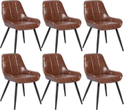 Set di 6 Sedie da Pranzo con Schienale Curvo, Sedie Ergonomiche in similpelle e Metallo, Poltroncina imbottita per Salotto, Ufficio, Camera da Letto, marrone BH332br-6