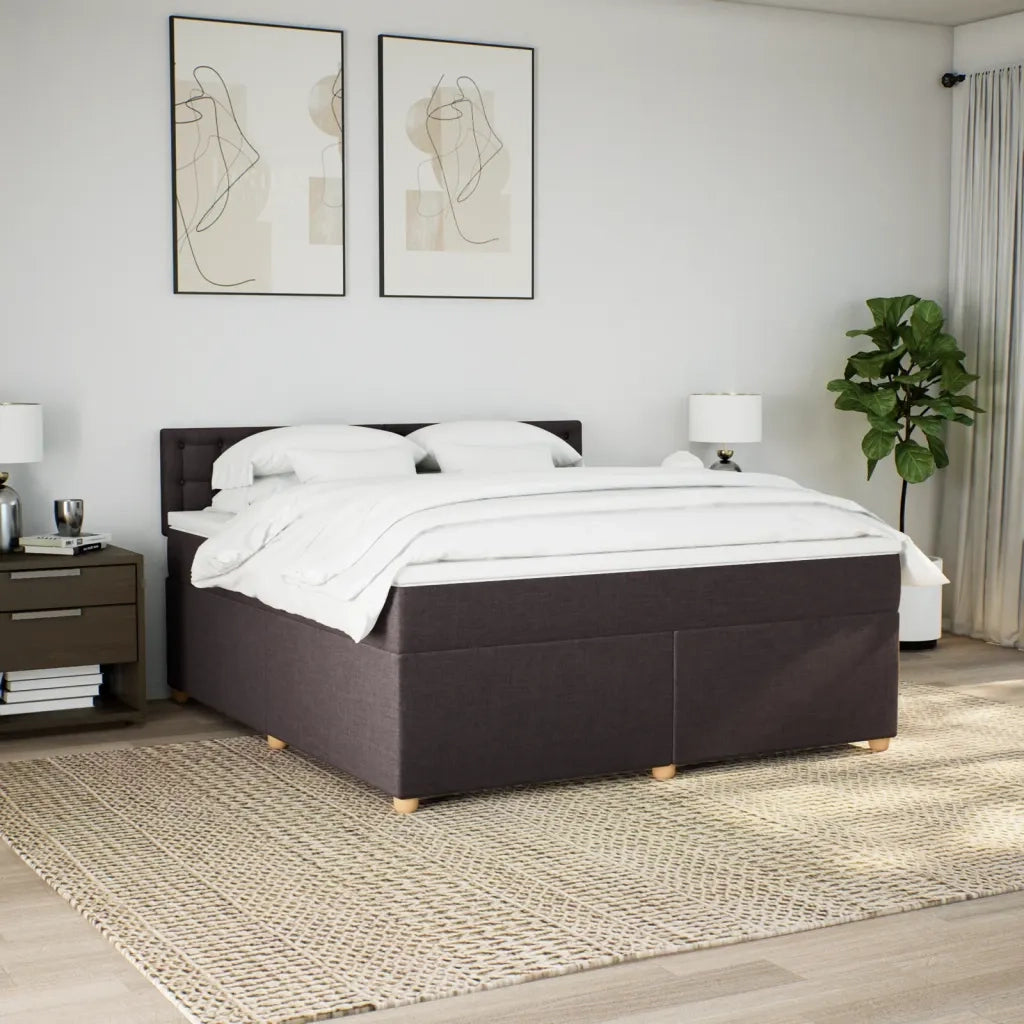 Giroletto a Molle con Materasso Marrone Scuro 180x200cm Tessuto