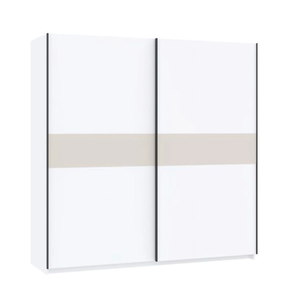 Armadio Camera da Letto Nalika, Guardaroba 2 Ante 2 Ripiani, 200x204h cm Bianco