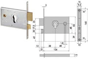 SERRATURA DA INFILARE PER FASCE CATENACCIO E SCROCCO MM.82 H 44120  mm.60 (44120600)    CISA