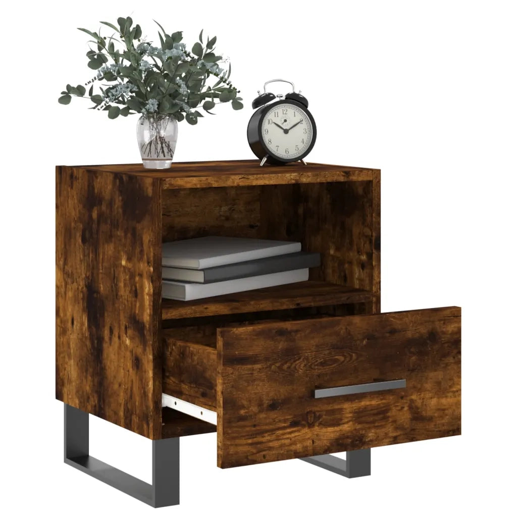 Comodino Rovere Fumo 40x35x47,5 cm in Legno Multistrato 827494