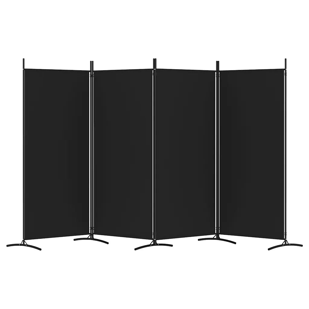 Divisorio a 4 Pannelli Nero 346x180 cm in Tessuto 350265