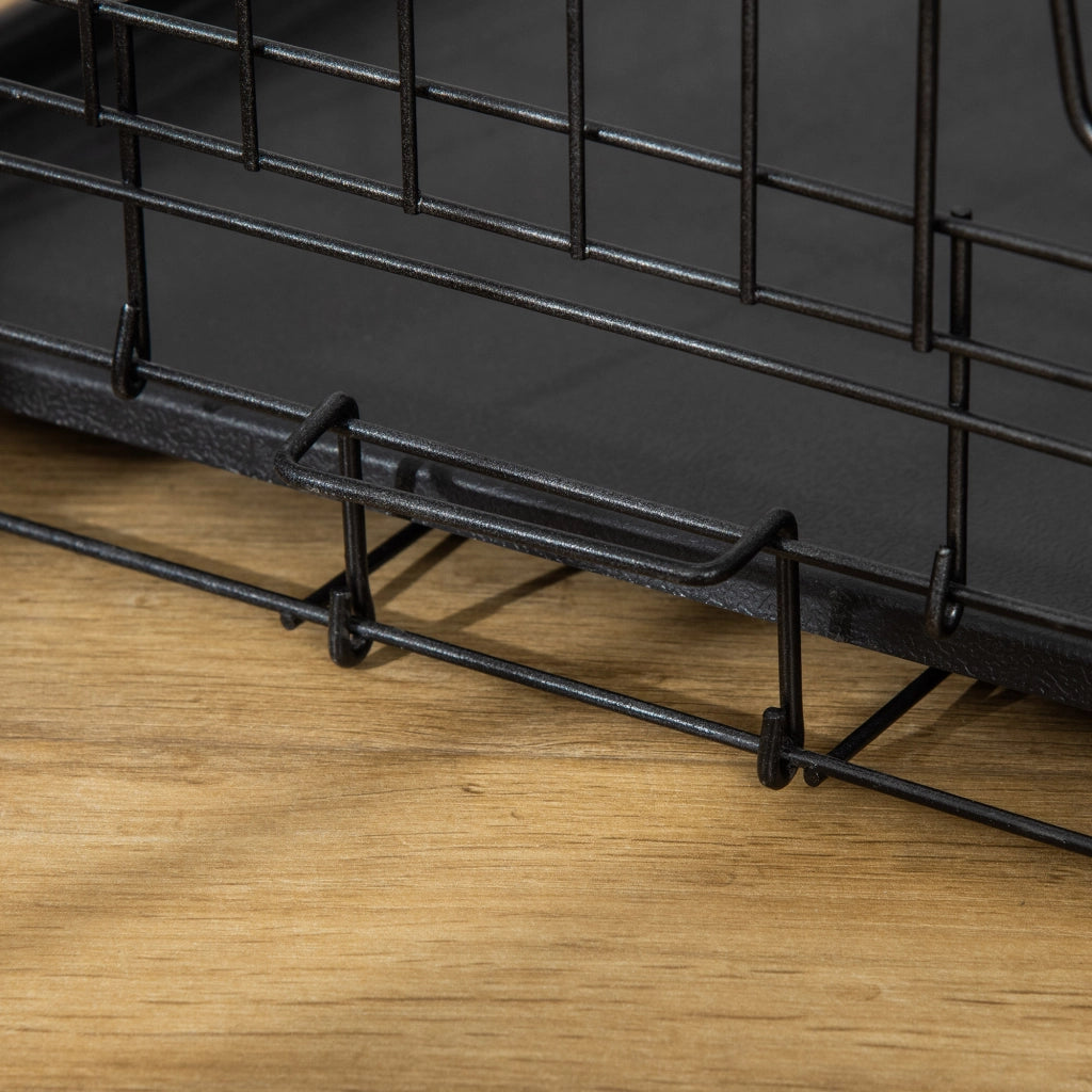 Scaffale per animali con struttura pieghevole e porte frontale e laterale in ABS nero 76 × 46 × 52 cm