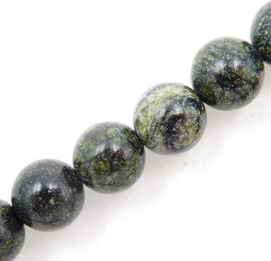Kralen con cordoncino per la creazione di accessori in proprio Pietre decorative per DIY Energetici cristalli bracciale terapeutico 10 mm = 76 pezzi e 1 rotolo di filo Corda serpentino verde 10 mm