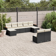 Set Divani da Giardino 9 pz con Cuscini Nero in Polyrattancod mxl 92289