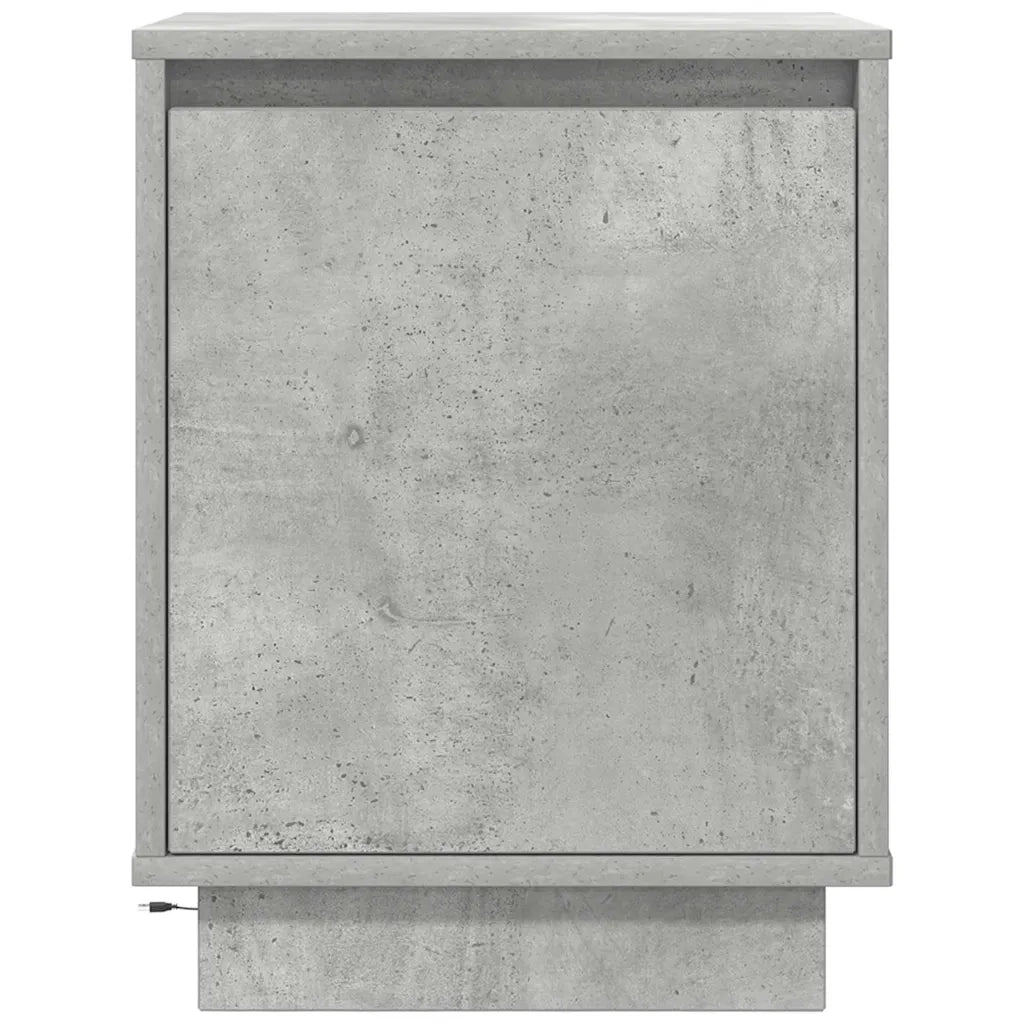 Set di 2 Comodini | Armadio da Notte | Mobiletto da notte con Luci a LED Grigio Cemento 38x34x50 cm