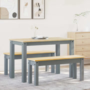 Set da Pranzo 3 pz PANAMA Grigio in Legno Massello di Pino 3345165