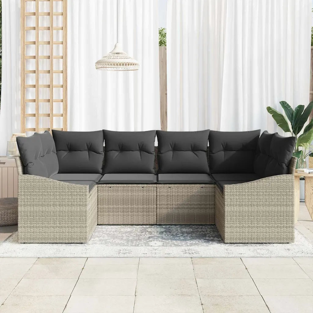Set Divano da Giardino 6 pcs Grigio chiaro polyrattan 3355531
