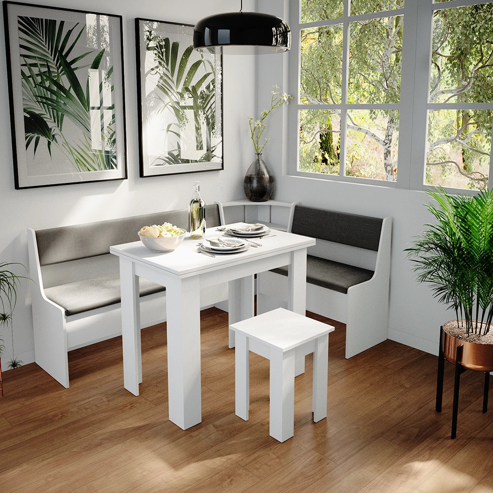 Vicco Gruppo panca ad angolo Bianco 180 x 41.5 cm con tavolo