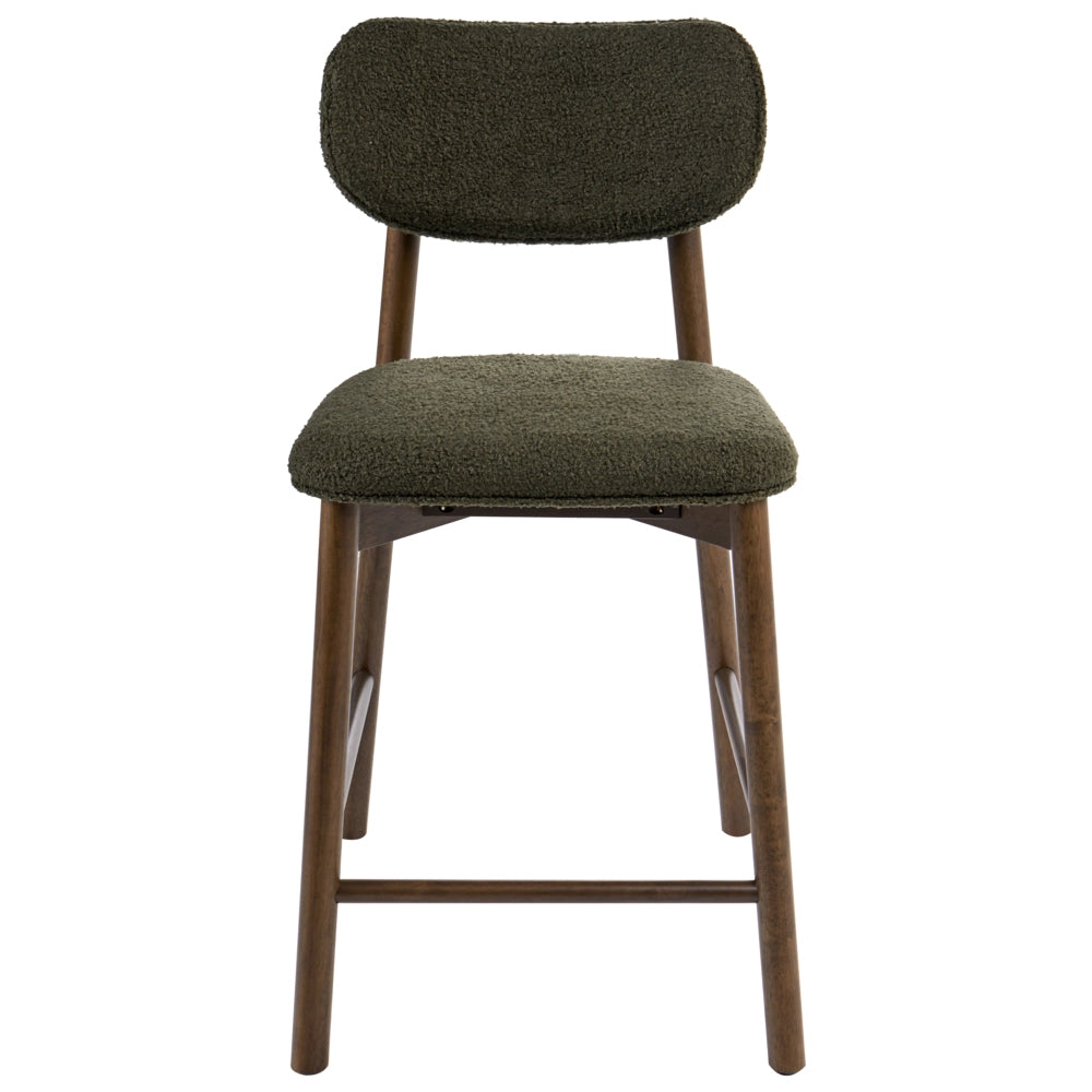 Set di 2 sedie da pranzo in boucle Struttura in legno marrone e verde e schienale imbottiti Sala da pranzo Cucina