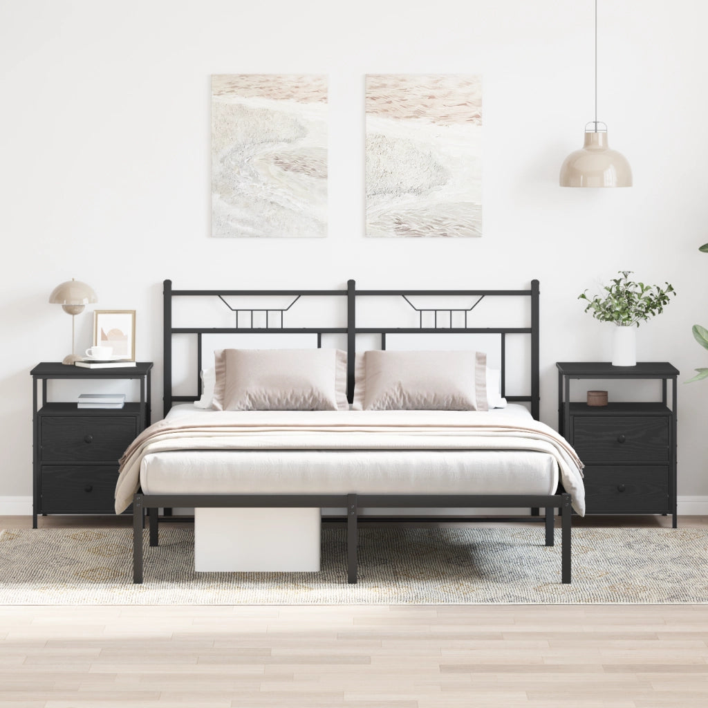 Comodini 2 pcs Nero Rovere 44x45x60 cm Legno ingegnerizzato