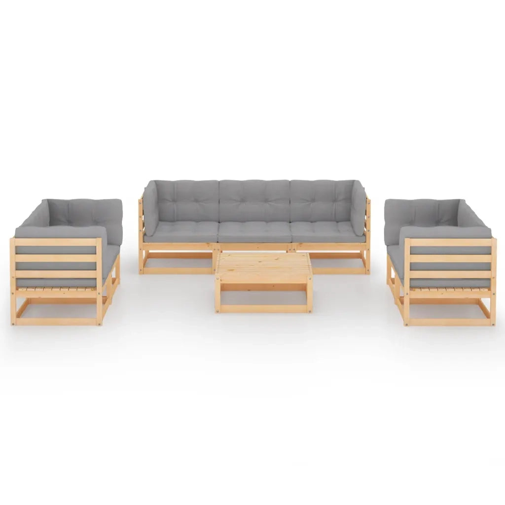Set Divani da Giardino 8 pz con Cuscini Legno Massello di Pino 3076504