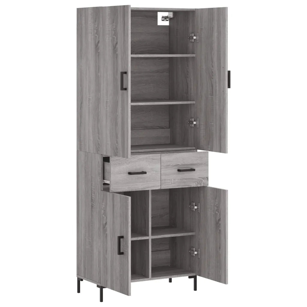 Credenza Grigio Sonoma 69,5x34x180 cm in Legno Multistrato 3198151