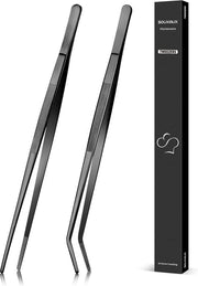 Pincet da cucina da 30 cm, punte dentate preciso, utensile professionale in acciaio inossidabile per grigliate, piatti e portate.