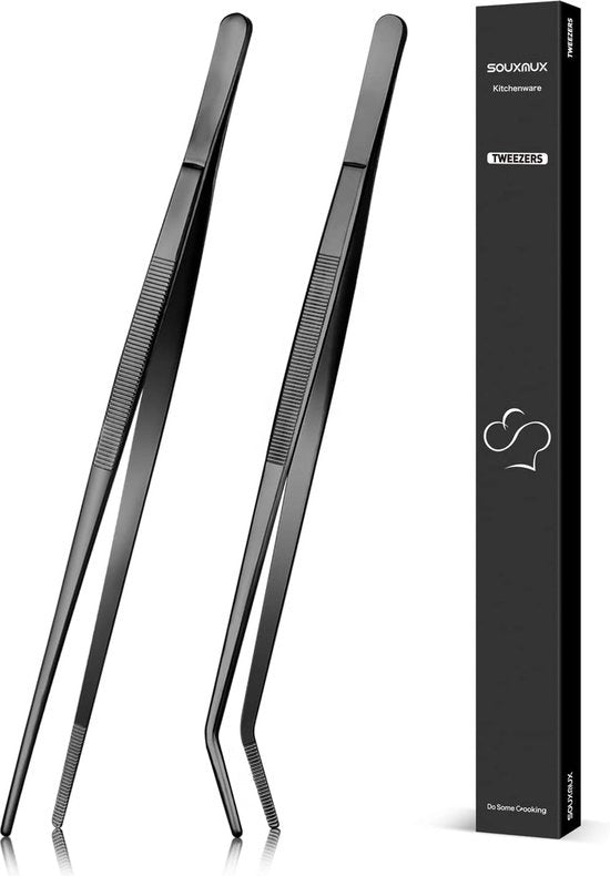 Pincet da cucina da 30 cm, punte dentate preciso, utensile professionale in acciaio inossidabile per grigliate, piatti e portate.