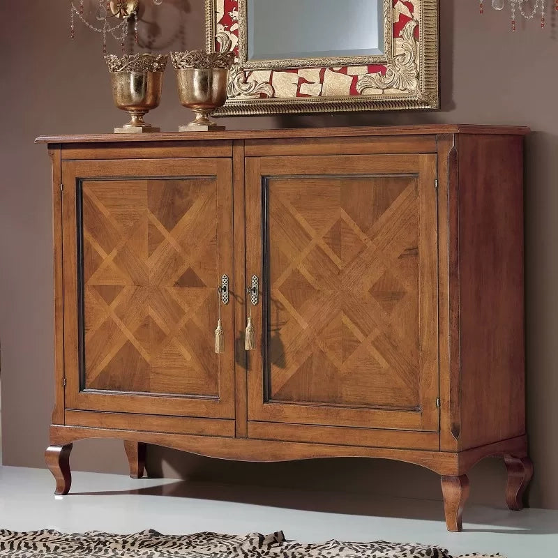 Credenza 2 porte classica intarsio legno bassano 146x49x113 - Mobili 2G