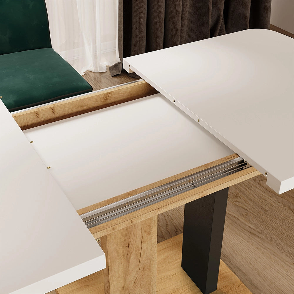 Vicco Tavolo da pranzo Estensibile Rovere bianco/nero/Goldkraft 120/160 x 80 cm 2 parti