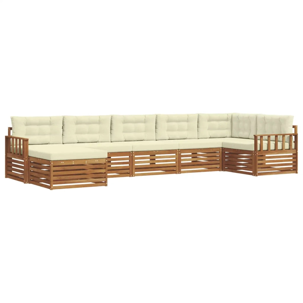 Set divani 7 pcs Naturale e Crema Legno di Acacia Massello 3373810