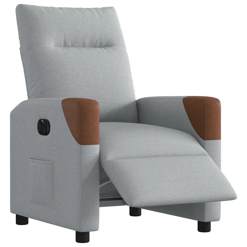 Poltrona | Sedia Relax Elettrica Reclinabile Grigio Chiaro in Tessuto