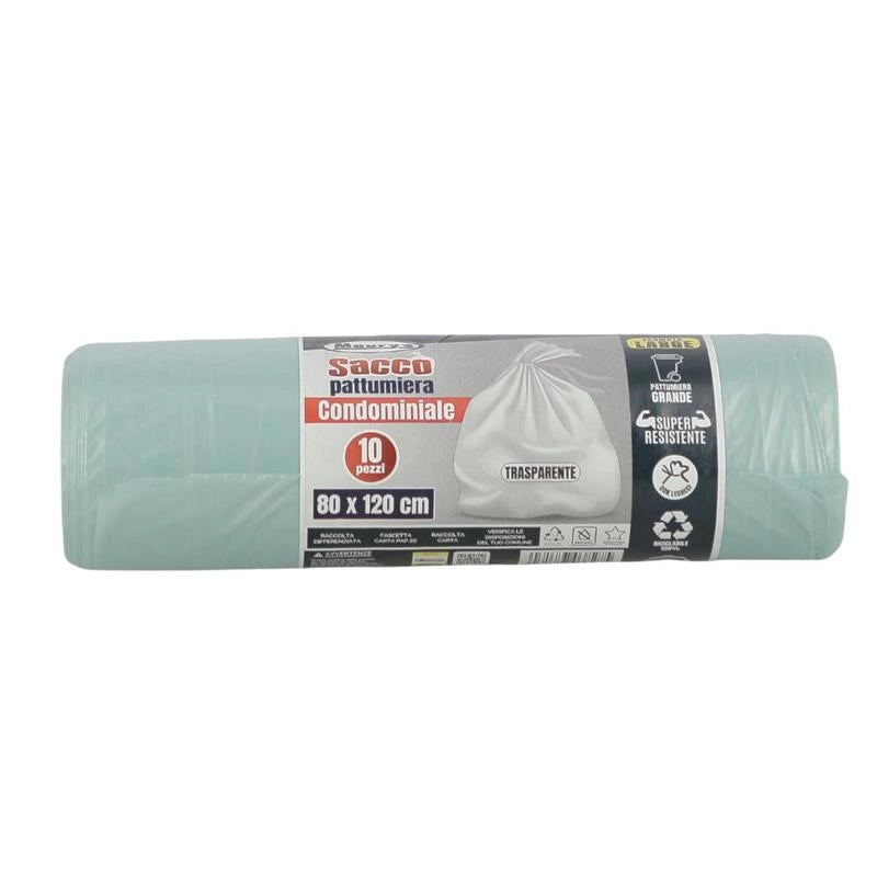 MAURY'S SACCHI PER PATTUMIERA 80X120 CM CONFEZIONE DA 10 PEZZI IN COLORE TRASPARENTE