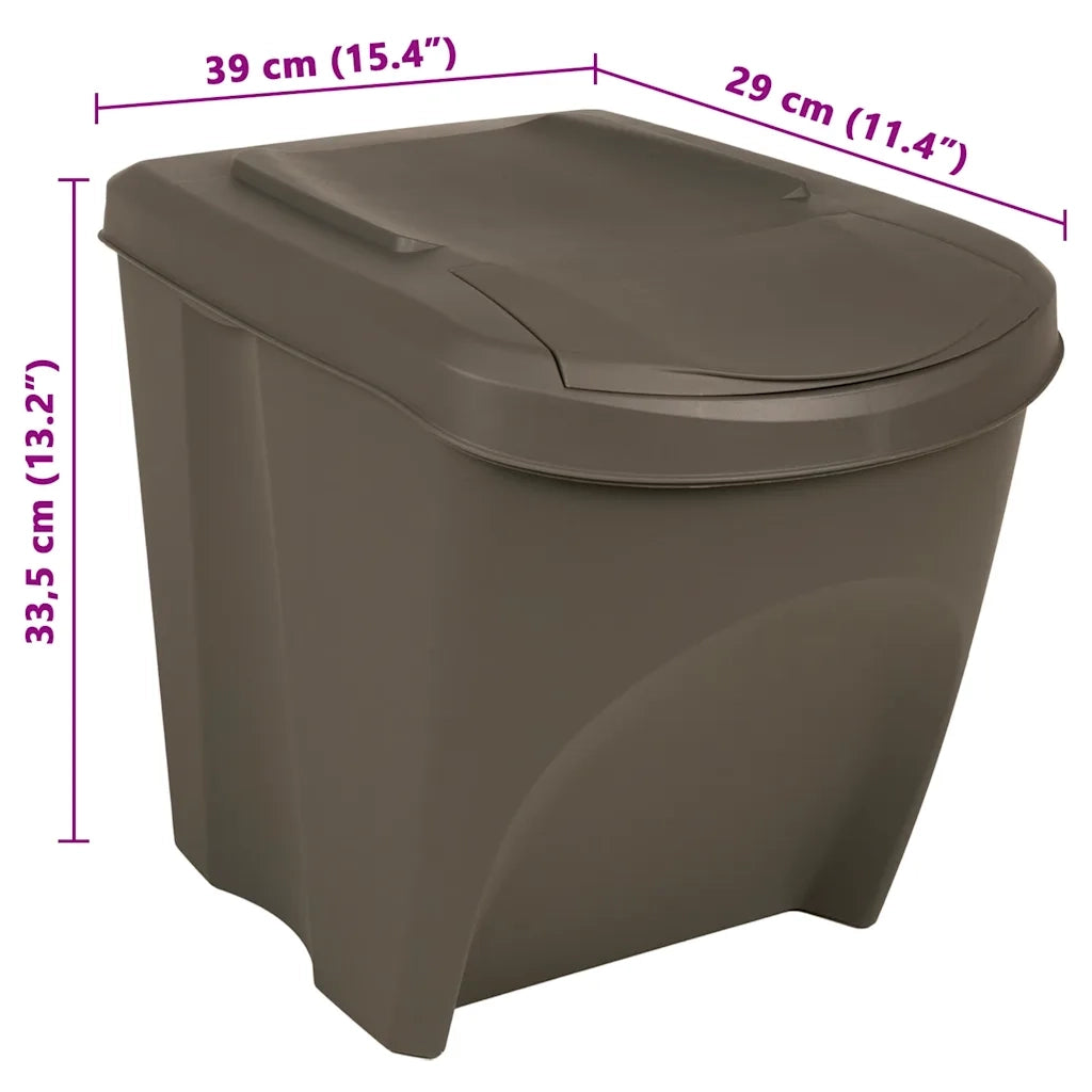 Contenitori Impilabili per Rifiuti 3pz Grigio 75L Polipropilene 152198