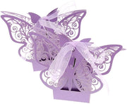 Decine di confezioni per favo di miele - 50 pezzi - Forma farfalla - Matrimonio/Festa - Dozzine in carta - Blu/Lilla - 8x4,5x4 cm - Scatola per favo di miele