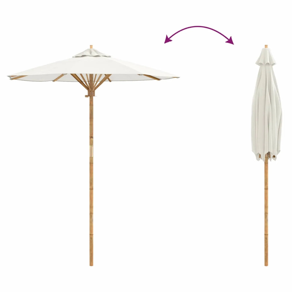 Ombrello da giardino-Ombrellone da spiaggia Bianco Crema ? 180 x 230 cm Bamb¨´