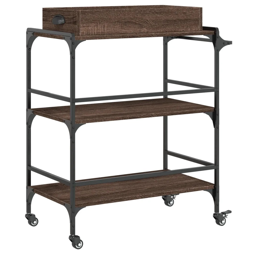 Carrello Cucina Rovere Marrone 81,5x41x92,5cm Legno Multistrato CFW2100089