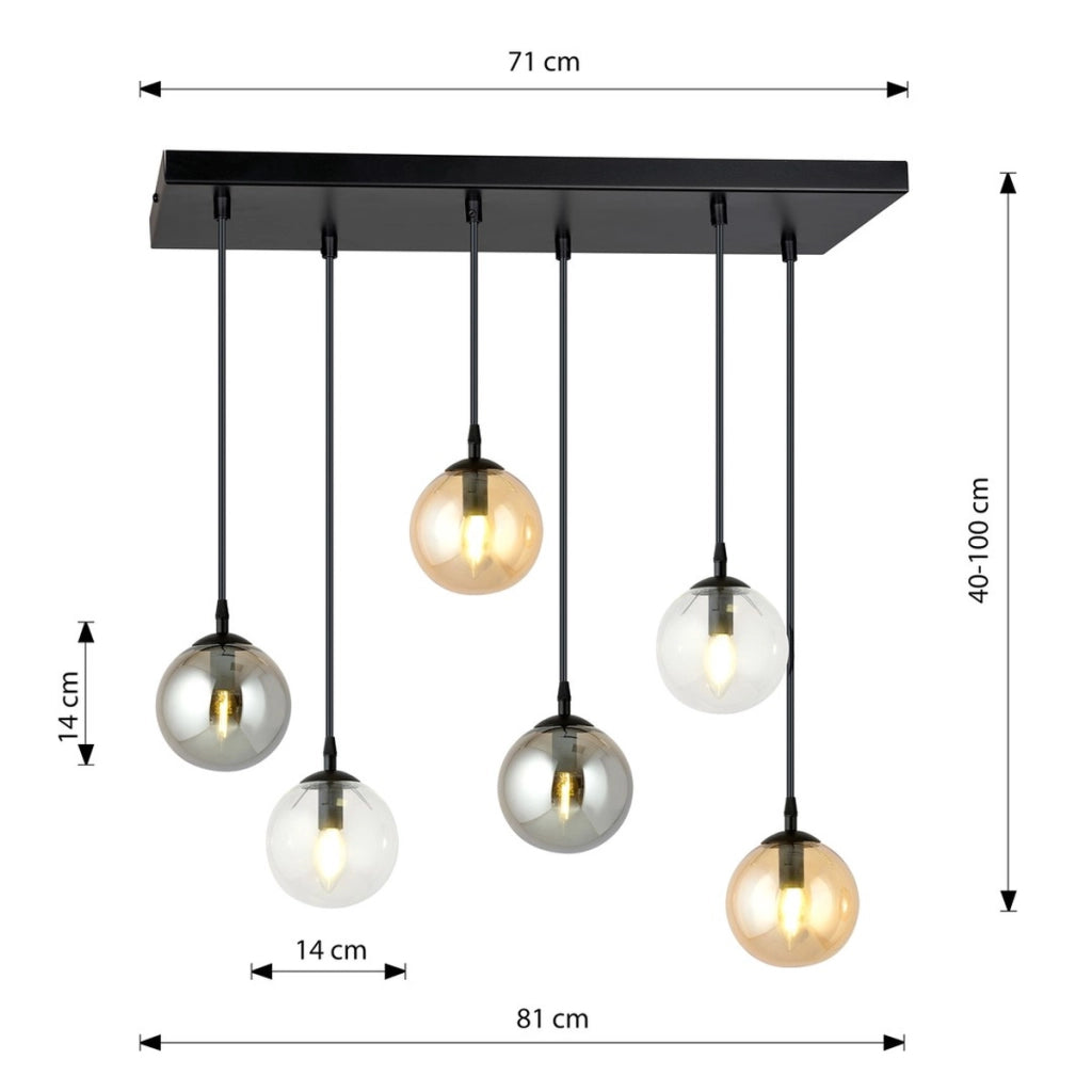 Lampada a sospensione COSMO con diffusori in vetro
