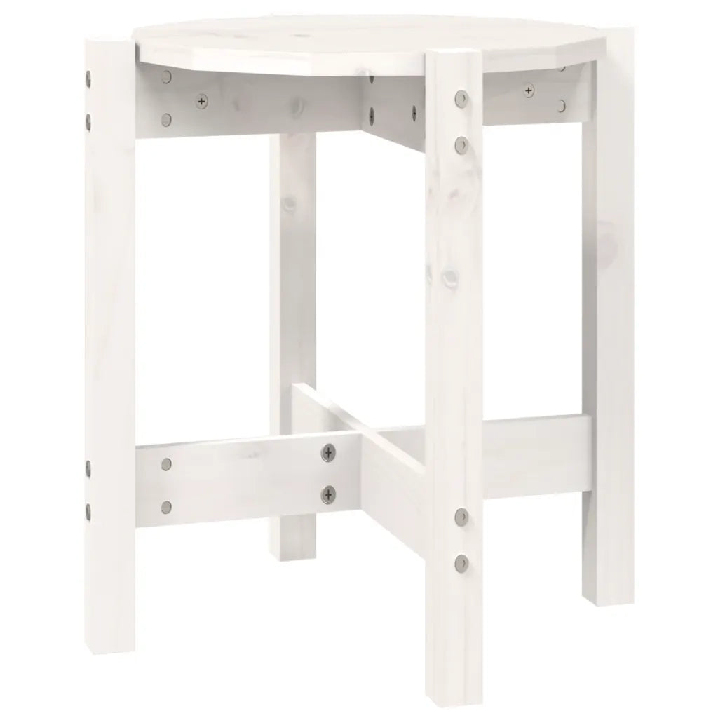 Tavolino da Salotto Bianco Ã˜ 42,5x45 cm Legno Massello di Pino cod mxl 19505