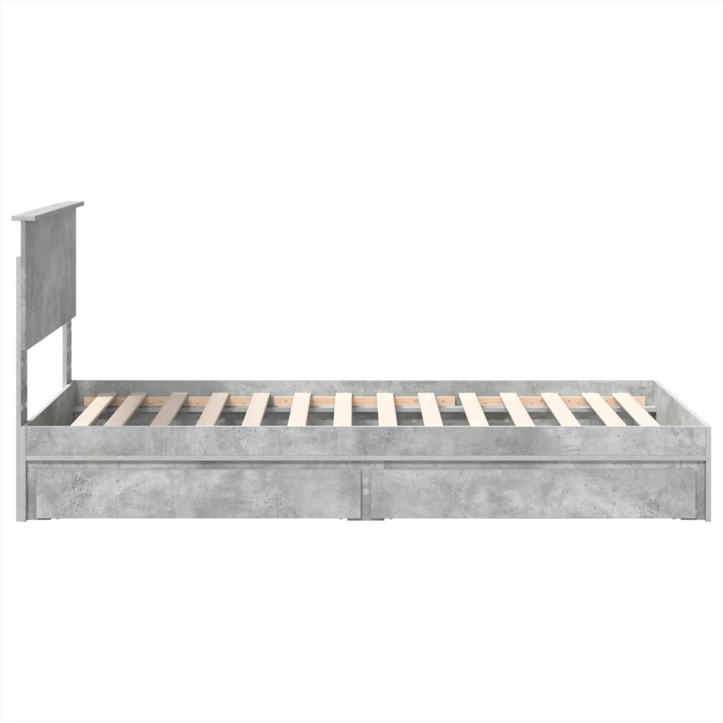 Letto con Contenitore con testiera Grigio cemento 90 x 190 cm