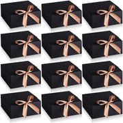 Scatola di regalo quadrata con coperchio - 12 pezzi - 11,5 x 11,5 x 5 cm - Con fiocchi - Ideale per compleanni/nuziali