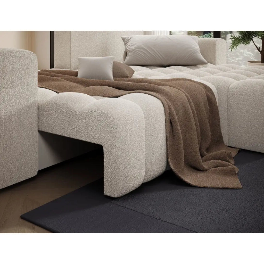 Divano angolare convertibile DORY crema 250 cm con contenitore angolo destro