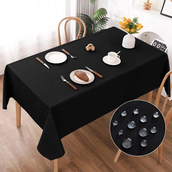 Tavolo Coprente in Lino, 130x160cm, Look Lino, Materiale Polyester, Impermeabile con Effetto Lotus, Resistente alle Macchie, Ideale per Salotto, Cucina, Terrazza, Giardino