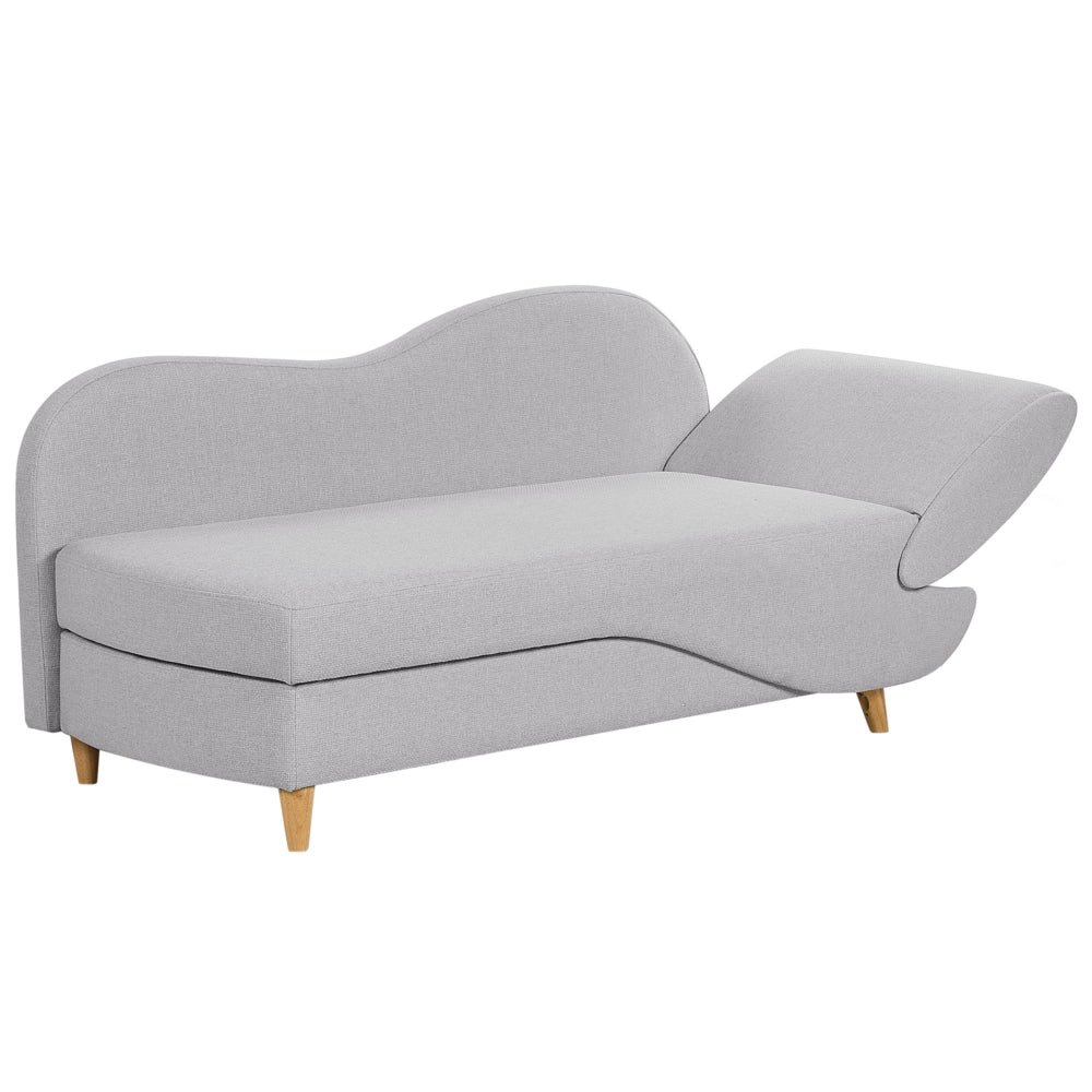 Chaise Longue in tessuto grigio chiaro lato destro con contenitore stile moderno soggiorno