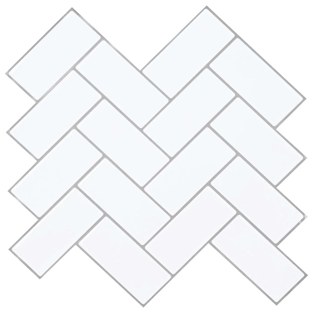 Piastrella a Spina di Pesce 10 pcs Bianco e Grigio 30 x 30 cm