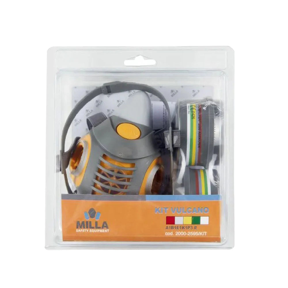Maschera Respiratoria Bifiltro in Kit con Coppia Filtri Abek1p3 Milla