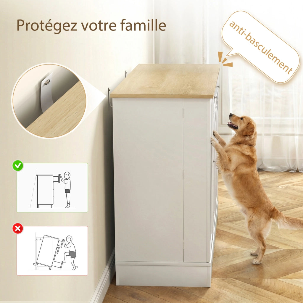 Armadio da cucina ¨C zephmum ¨C bianco, con 3 ante, cassetto, ripiani, 105x40x83 cm