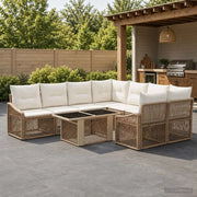 Set Divano da Giardino 9 pz Beige e Bianco Crema polyrattan 3437223