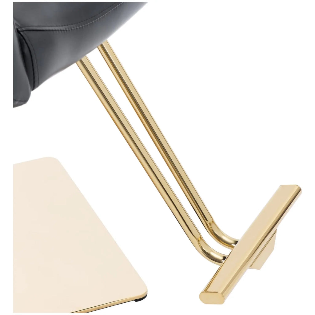Poltrona professionale per parrucchiere con poggiapiedi portata 200 kg acciaio inox PVC nero e oro 14_0008953