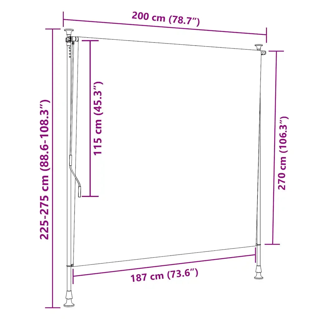 Tenda a Rullo Esterno Arancio Bianca 200x270cm Tessuto Acciaio 368771