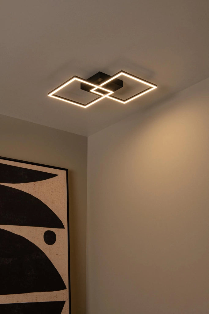 Lampada da soffitto LED nera 2 luci quadrati ARIANNE Lucide