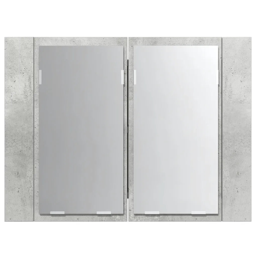 Armadietto a Specchio | Armadio da bagno con Luci LED Grigio Cemento in Acrilico