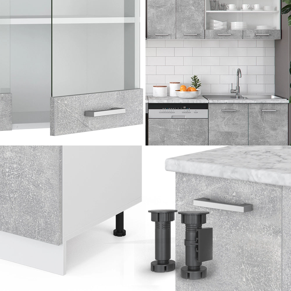 Vicco Cucina componibile Calcestruzzo 300 cm senza piano di lavoro